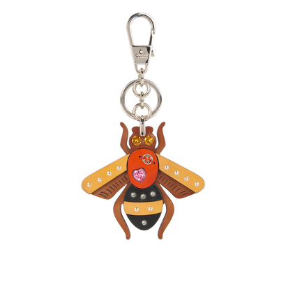 Gucci Bee Key Ring/Bag Charm, &pound;110, Accessories, Black/Brown, Leather, Front view
